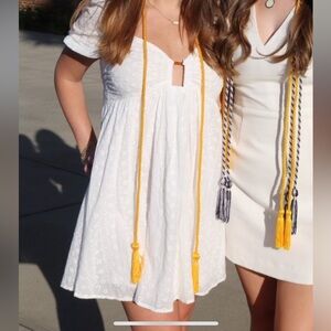 Lulu's White Floral Textured Dress - Graduation White Dress